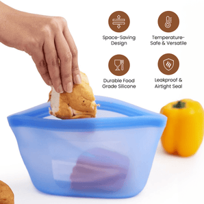 Reusable Silicone Food Storage Bags with Leakproof Airtight Seal