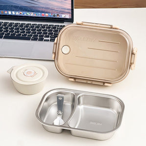 Bento Stainless Steel Lunch Set With Bowl and Cutlery(900 ml)
