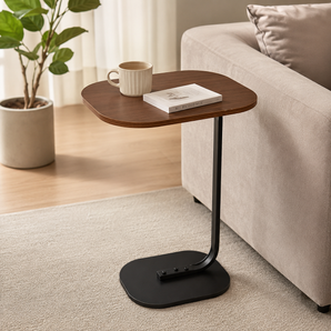 Minimalist Steel Frame C-Shaped Sofa Side Table