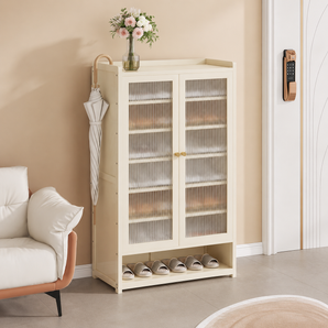 Dust-Proof Bamboo Shoe Storage Cabinet with Doors