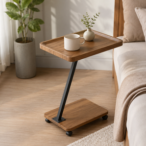 Space-Saving Wooden Side Table with Storage