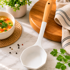 Heat-Resistant Wooden Handle Cooking & Serving Spoon