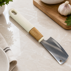 Stainless Steel Wooden Grip Cooking Scraper Tool