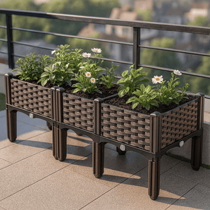 Plastic Balcony Vegetable Planting Garden Bed with Legs & Drainage Holes