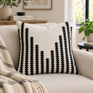 Elegance Fern-Leaf Chenille Cushion Cover : (EM-SC-30-BLACK-CC)