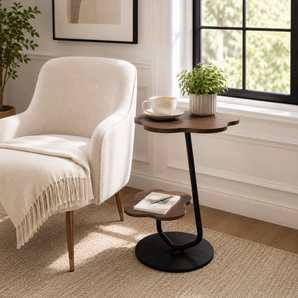 Modern Floral Two-Tier Side Table