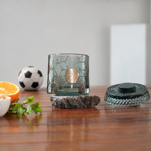 360° Rotating Whiskey Glass with Football Embossed Design(250ml)