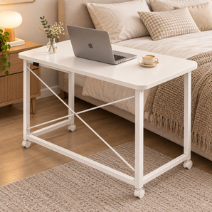Space-Saving Foldable Study & Dining Table with Wheels