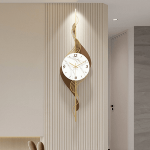 Modern and Luxurious Wall Clock with Wavy Light Design
