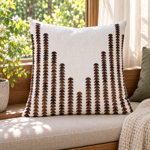 Elegance Fern-Leaf Chenille Cushion Cover : (EM-SC-30-COFFEE-CC)