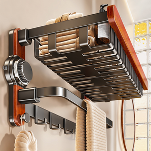Wall-Mounted Foldable Bathroom Storage Rack with Suction Cup