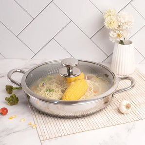 Multipurpose Stainless Steel Honeycomb Non Stick Pan with Lid(28cm)