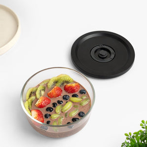 Round Vacuum Glass Storage Container with Date Tracker Lid(850ml)