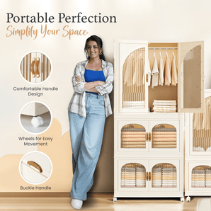 Double Door Portable Storage Wardrobe