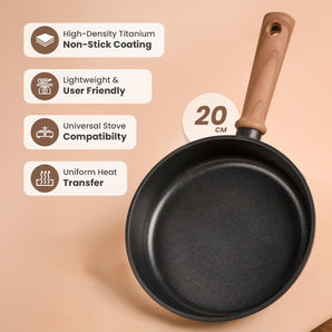 Durable Titanium Alloy Non-Stick Frying Pan without Lid (20cm)
