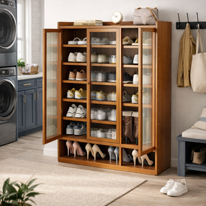 Entryway Multi-Layer Bamboo Shoe Storage Cabinet