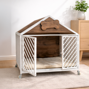 Heavy-Duty Pet House with Double-Door Opening & Wheels