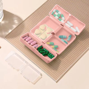Folding Magnetic Compact Weekly Pill Organizer Box(Pink)