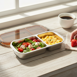 Multi-Grid Stainless Steel Food Container with Lid