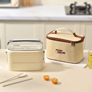 Stainless Steel Double-Layer Bento Lunch Box Set