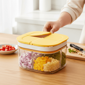 4-Grid Airtight Food Prep & Spice Container