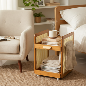 Heavy-Duty Rattan Rolling Storage Rack for Home & Office