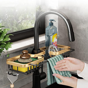 Gold Dual-Compartment Kitchen & Bathroom Caddy(30cm)