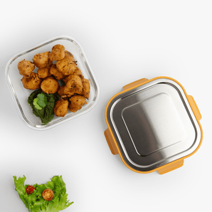 Premium Leak-Proof Borosilicate Glass Container with Steel Lid(800ml)