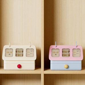 House-Style Multi-Compartment Jewelry Box with Transparent Window