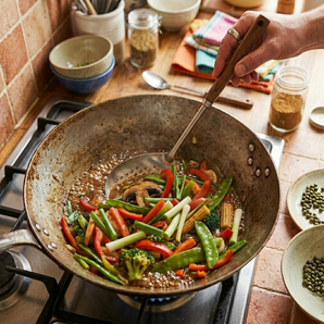 Heavy-Duty Walnut Handle Perforated Cooking Spoon