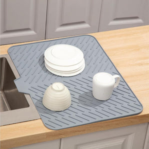 Kitchen Countertop Drying Mat with Drain Lip