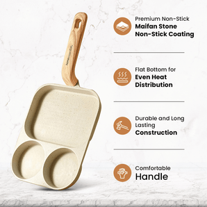 Multi-Compartment Non-Stick Maifan Stone Cooking Pan