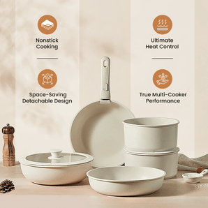 Maifan Stone Nonstick Cookware Set with Detachable Handles (11 Piece)