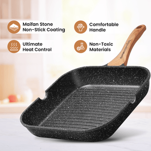 Maifan Stone Nonstick Grill Pan with  Marble Coated (24cm)