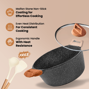Maifan Stone Non-Stick Sauce Pan (Black-24cm)