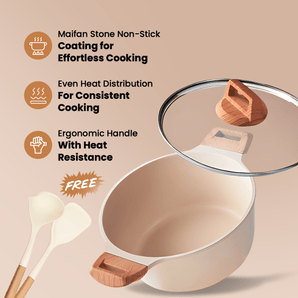 Maifan Stone Non-Stick Sauce Pan (White-24cm)
