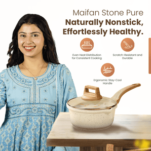 Maifan Stone Non-Stick Pot (White-18cm)