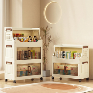 Foldable Storage Cabinet with Wheels & Magnetic Doors
