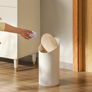 Minimalist Nordic Cream Bathroom & Living Room Trash Can(9L)