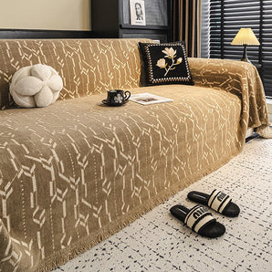 Khaki Elegance Chenille Sofa Cover : [EM-SC-46]