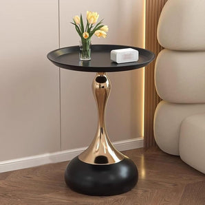 Modern Metal Pedestal Round Side Table for Living Room