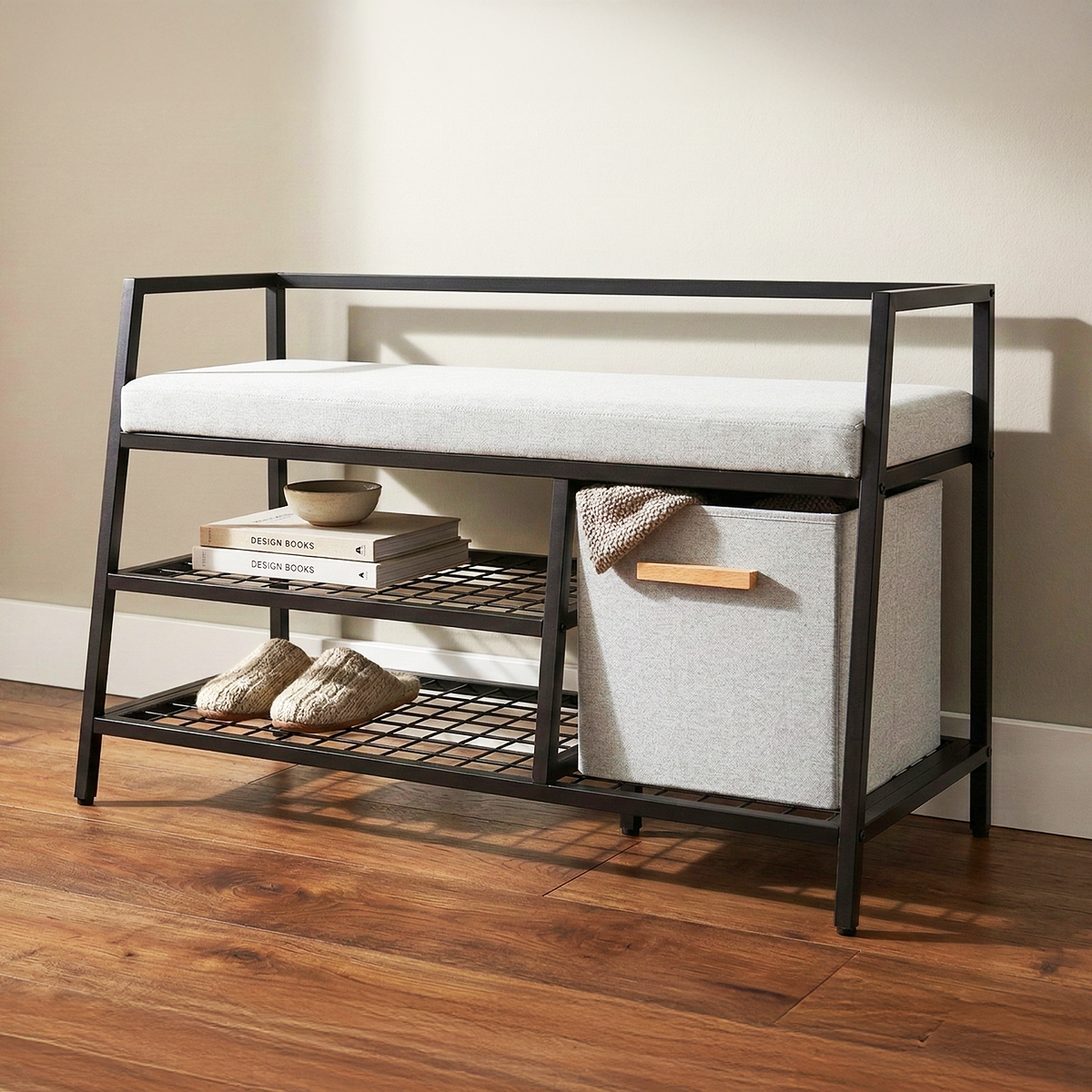 3-in-1 Entryway Shoe Storage Bench with Cushion Seat