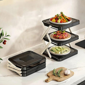 Multi-Layer Foldable Kitchen Countertop Organizer Rack