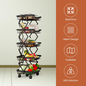 Multi-Layer Foldable Rolling Vegetable & Fruit Rack (95cm)