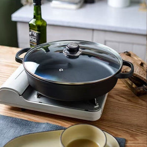 Multi-Purpose Cast Iron Skillet with Lid and Ear Handles (25cm)