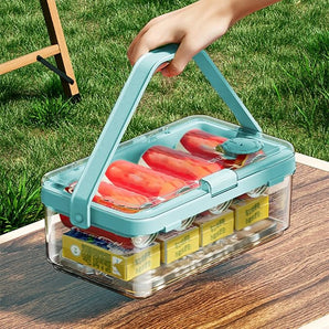 Multi-Purpose Portable Leak-Proof Sealing Crisper Box with Ice Crystals (Blue)