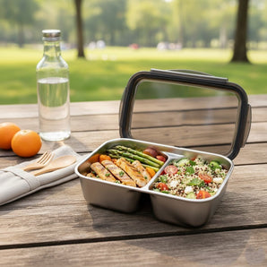 Multi-Purpose Stainless Steel 2-Compartment Food Storage Container (1800ml)