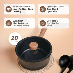 Multi-Purpose Titanium Non-Stick Cooking Pot with Lid (20cm)