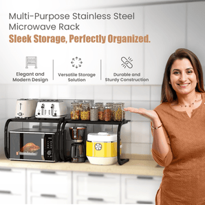 Multi-Purpose Space-Saving Kitchen Microwave Rack