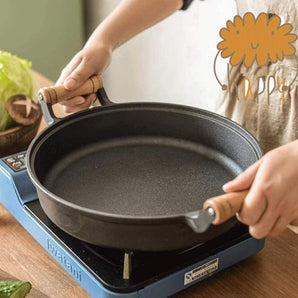 Multi-Functional Cast Iron Non-Stick Frying Pan With Lid & Ear Handles(30cm)